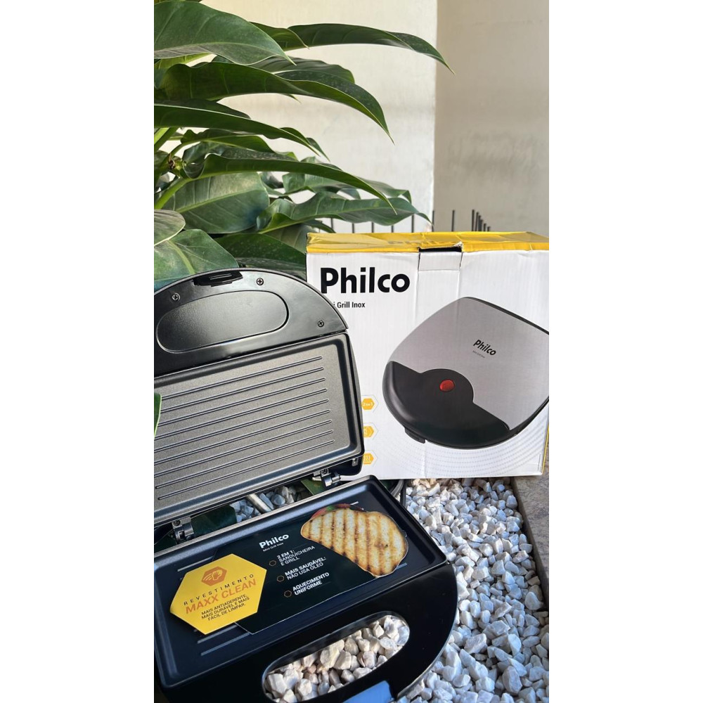Mini Grill e Sanduicheira Inox Philco